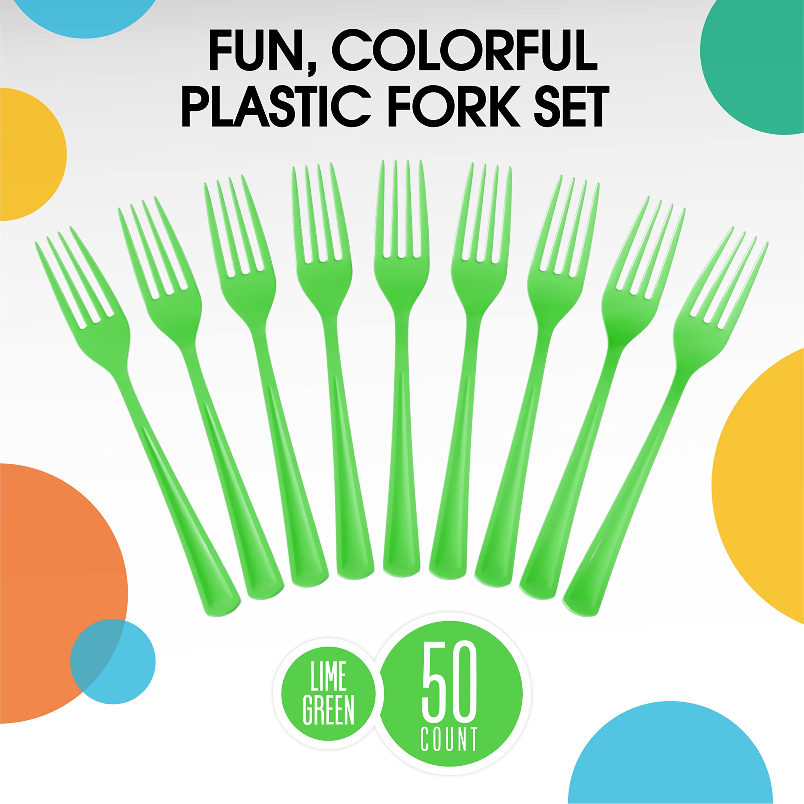 Little Gym - Heavy Duty Lime Green Plastic Forks | 50 Count