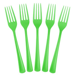 Little Gym - Heavy Duty Lime Green Plastic Forks | 50 Count