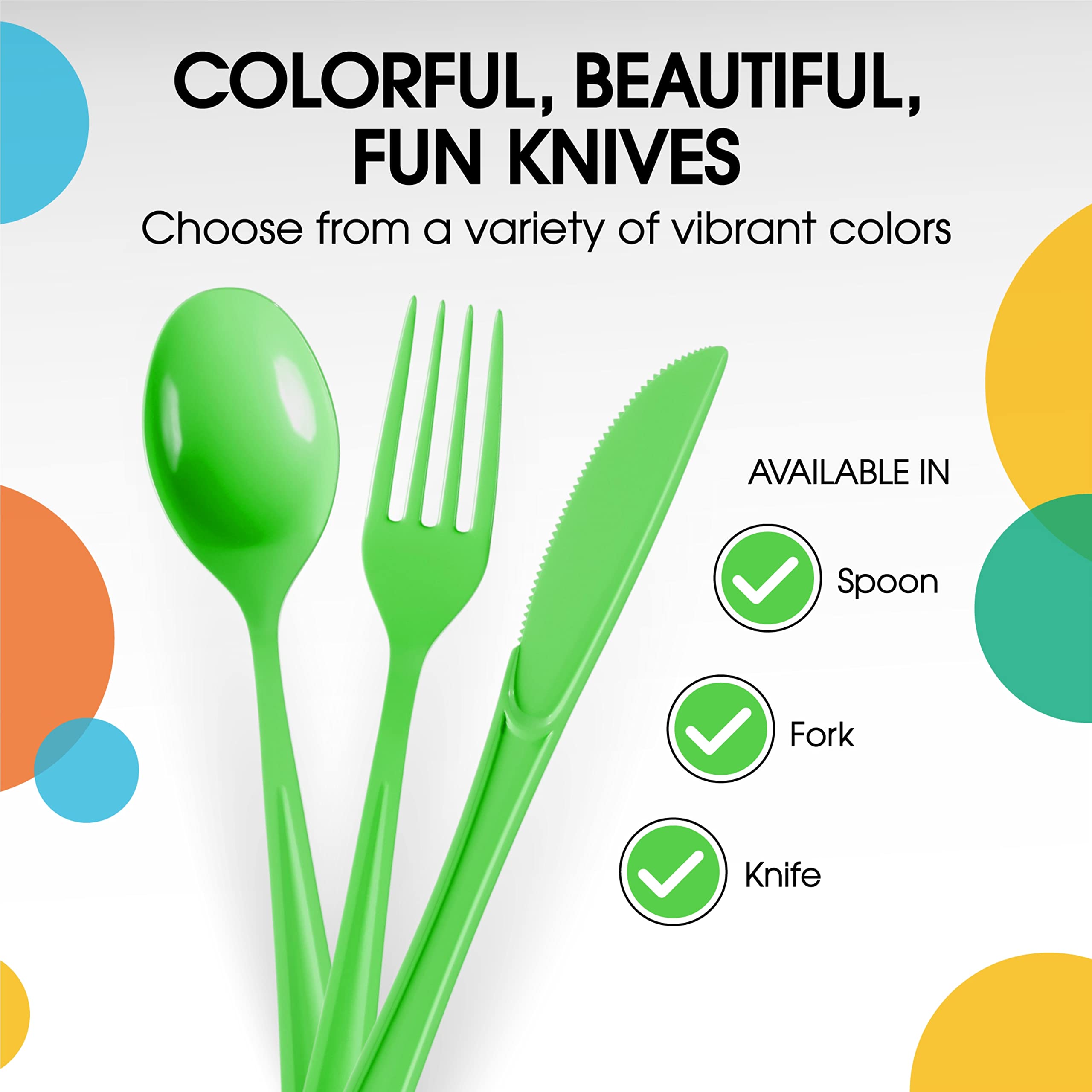 Heavy Duty Lime Green Plastic Knives | 100 Count