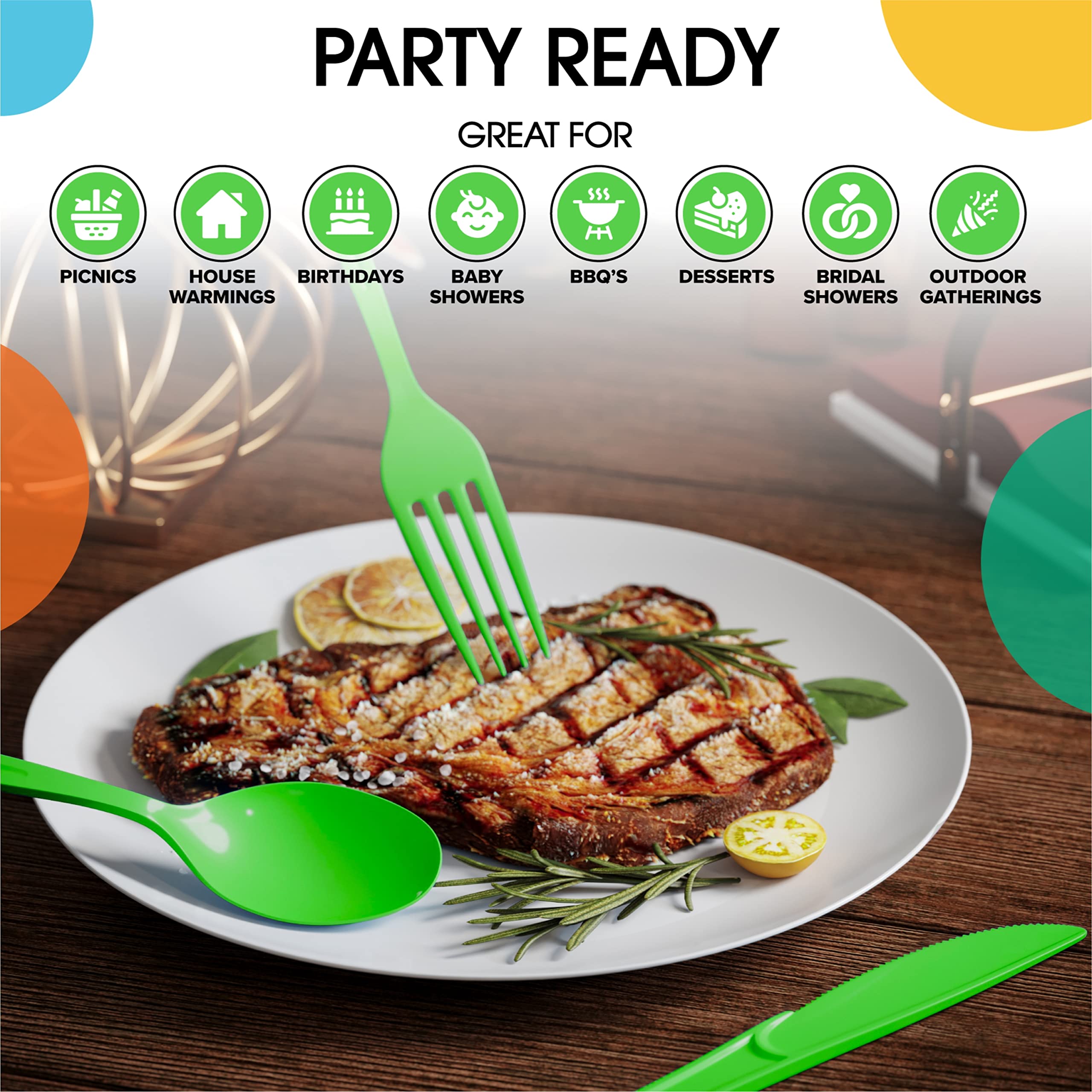 Heavy Duty Lime Green Plastic Knives | Case of 1200