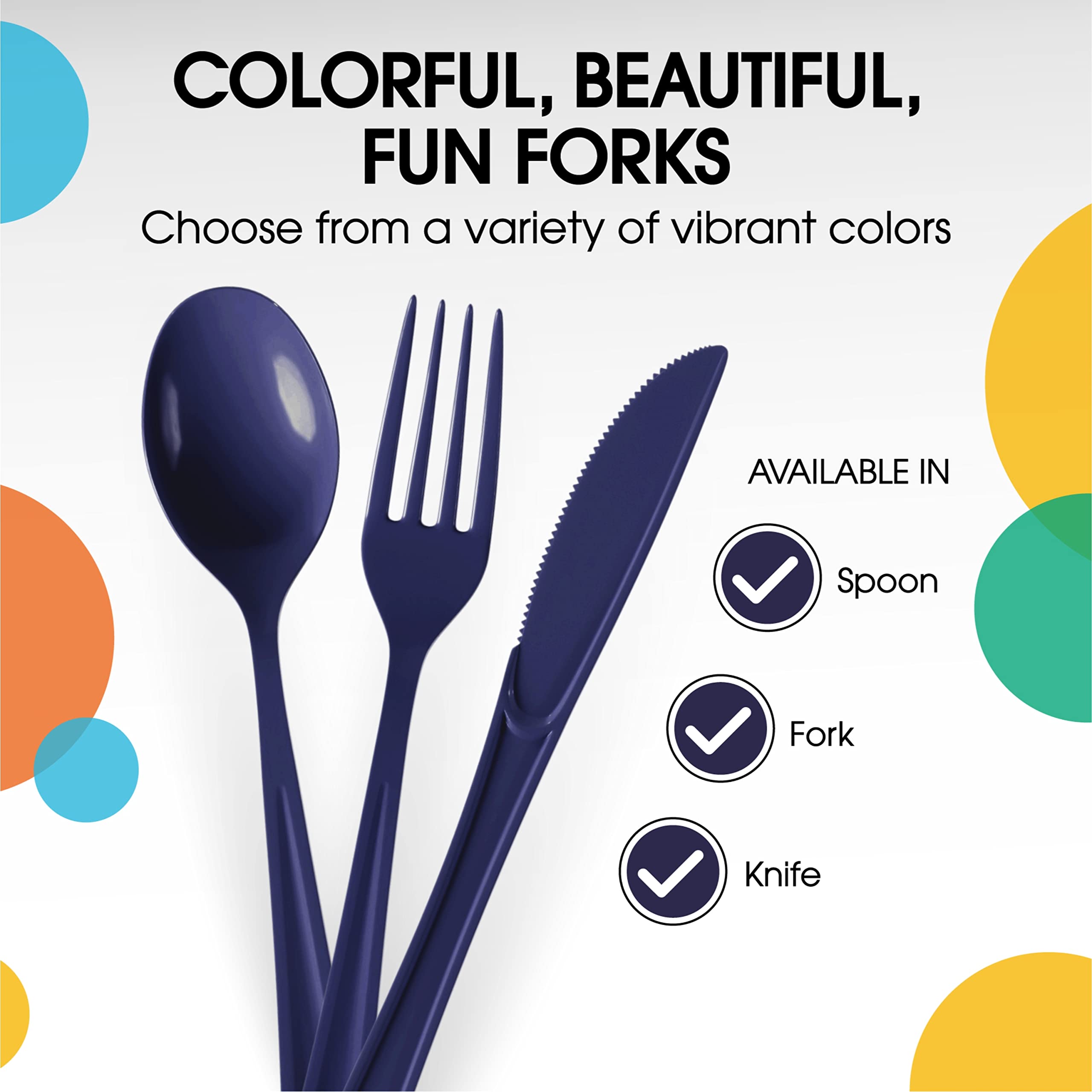 Heavy Duty Navy Plastic Forks | 100 Count