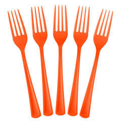 Heavy Duty Orange Plastic Forks | 100 Count