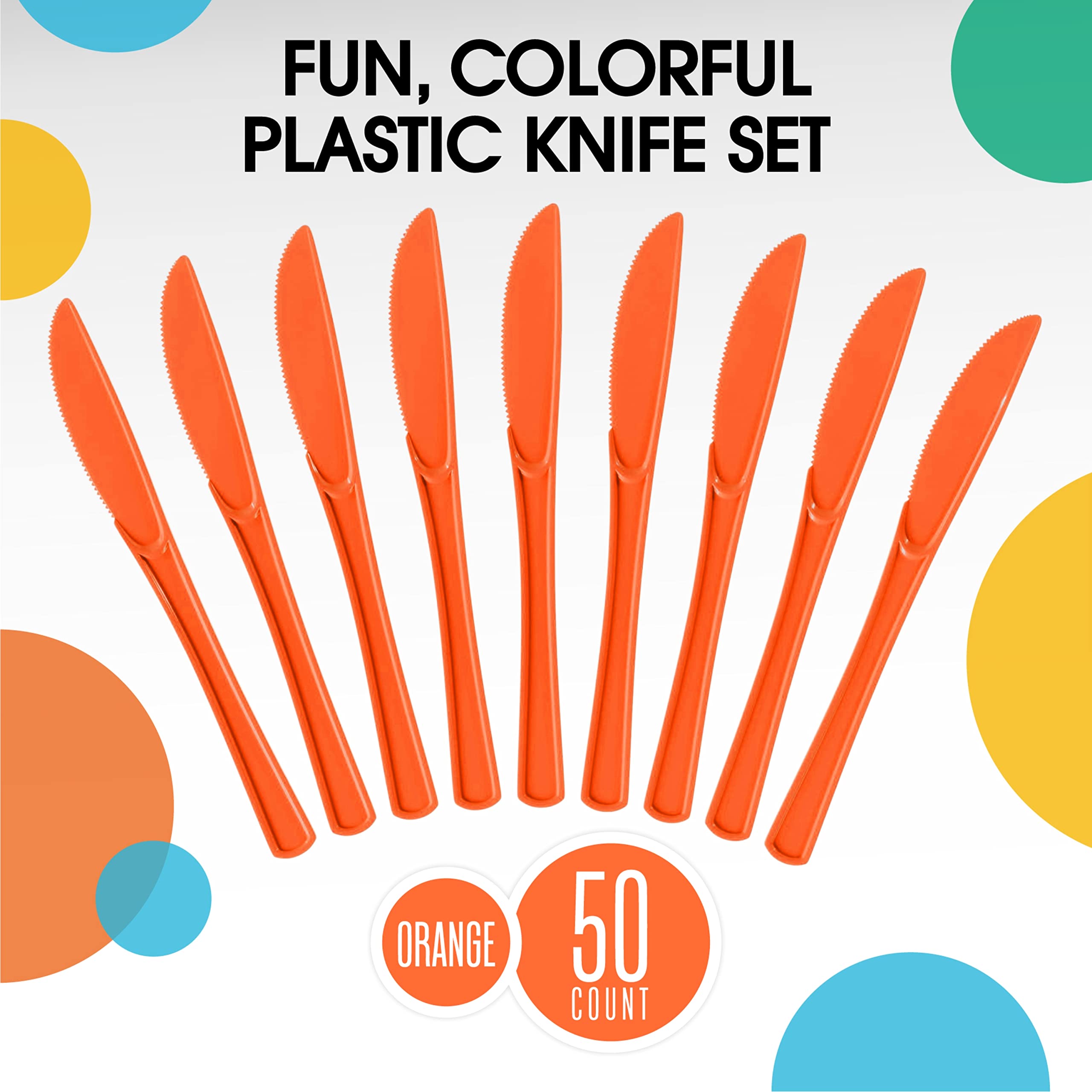 Heavy Duty Orange Plastic Knives | 100 Count