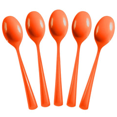 Orange Plastic Spoons | 25 Count
