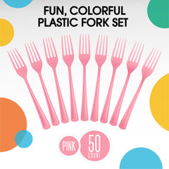 Heavy Duty Pink Plastic Forks | 100 Count