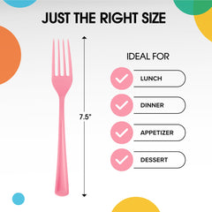 Heavy Duty Pink Plastic Forks | Case of 1200