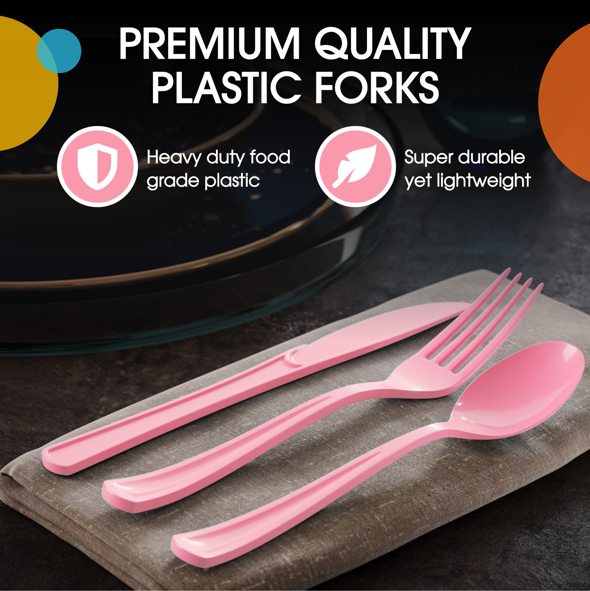 Heavy Duty Pink Plastic Forks | Case of 1200