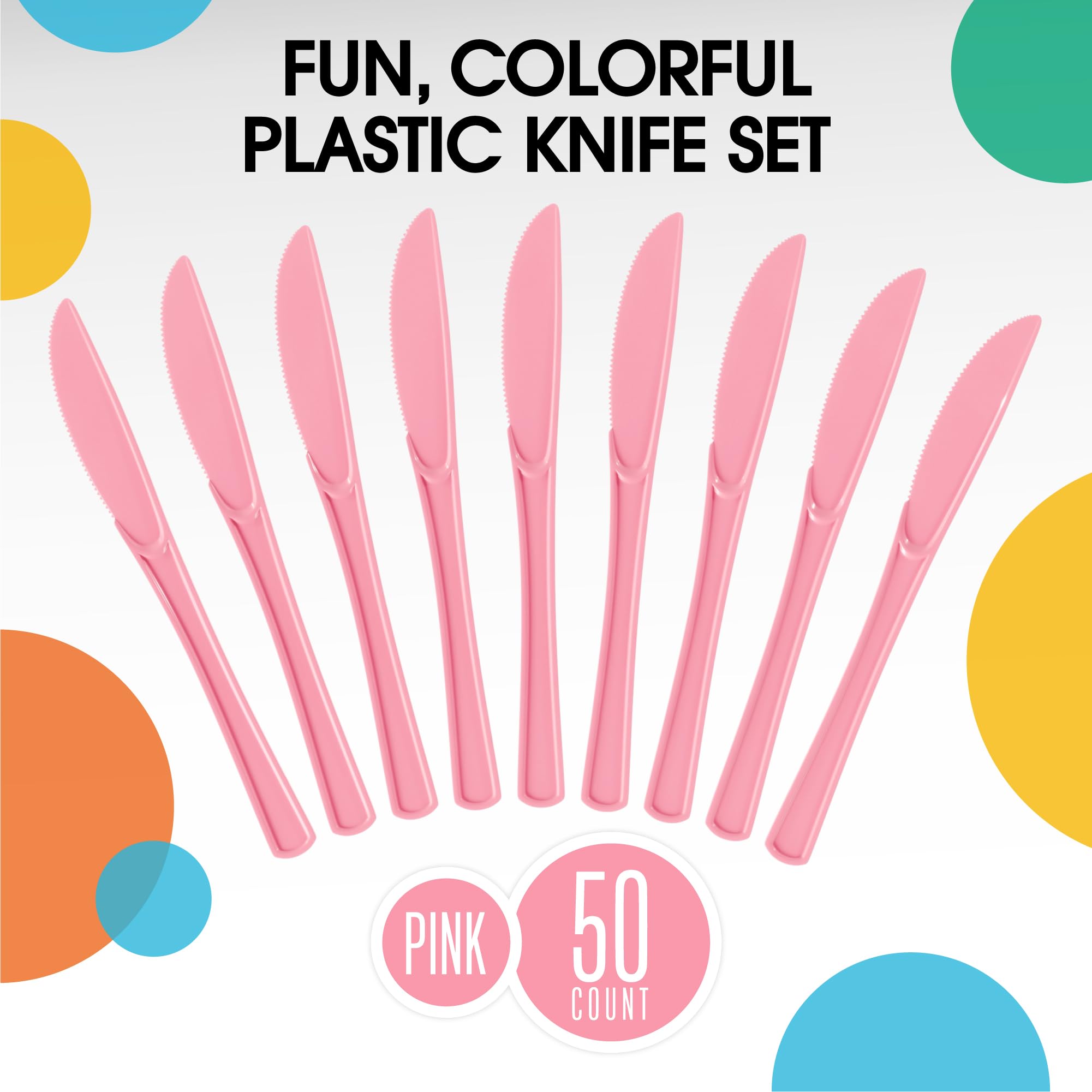 Heavy Duty Pink Plastic Knives | 100 Count