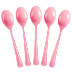 Heavy Duty Pink Plastic Spoons | 100 Count