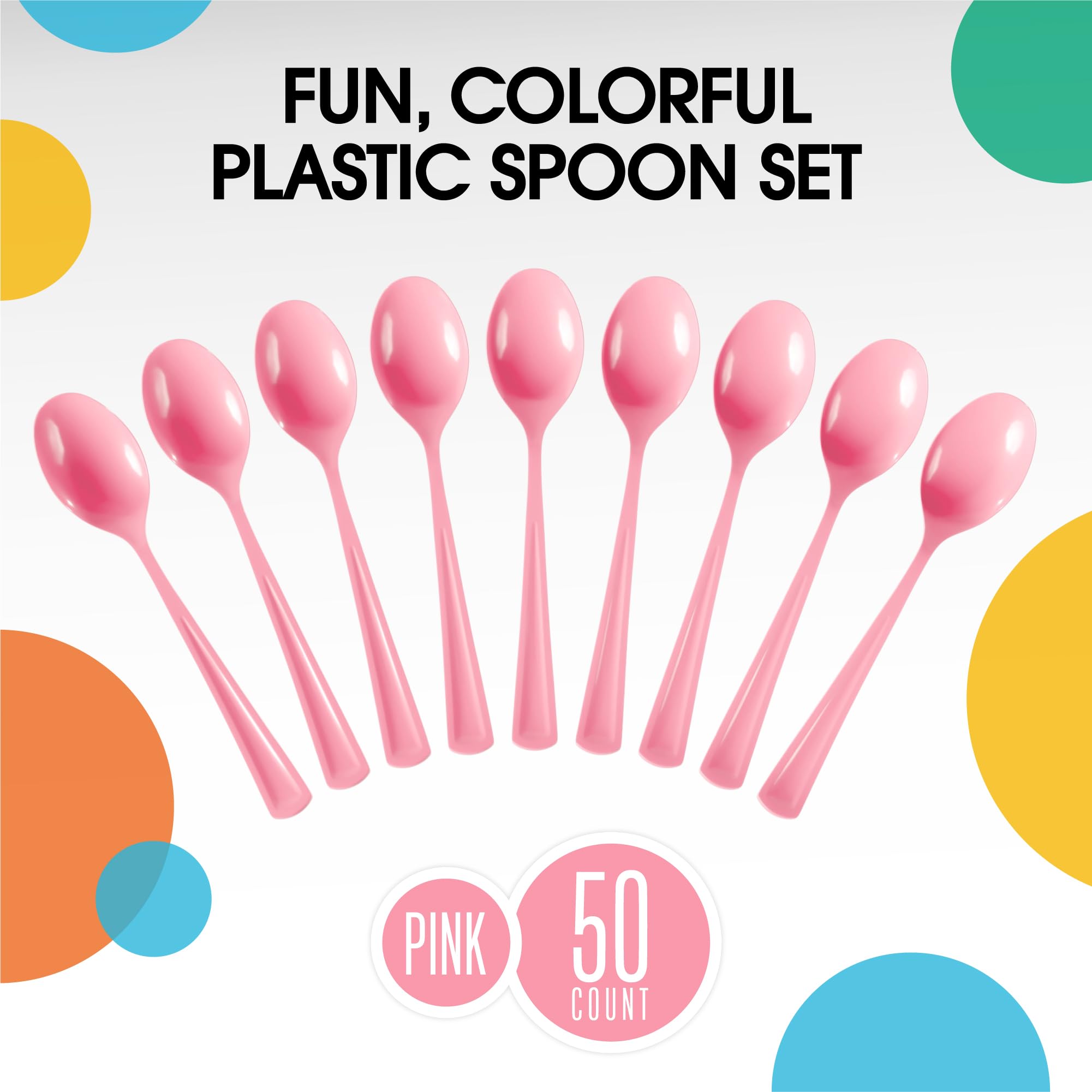 Heavy Duty Pink Plastic Spoons | 100 Count