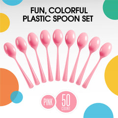 Heavy Duty Pink Plastic Spoons | 100 Count