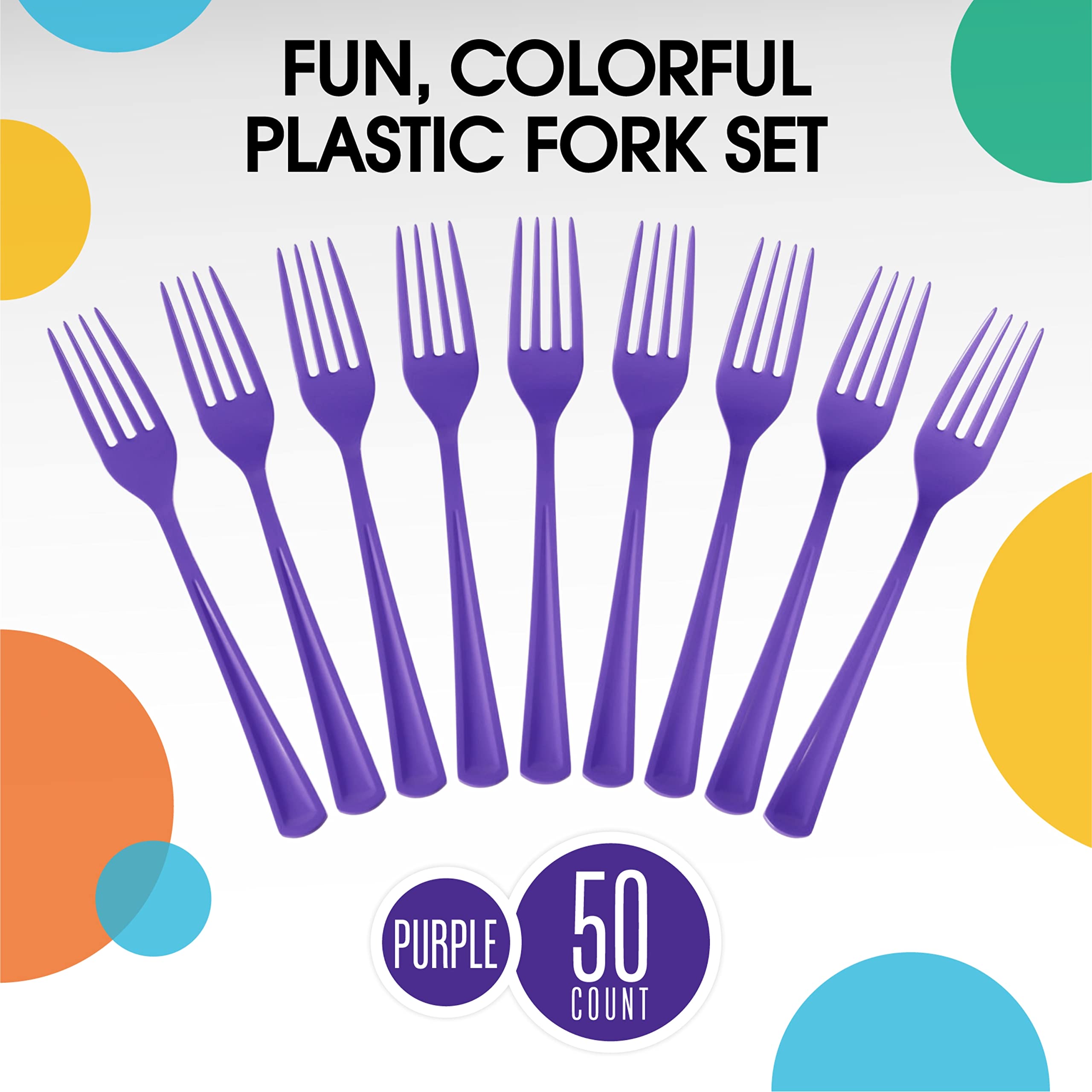 Little Gym - Heavy Duty Purple Plastic Forks | 50 Count