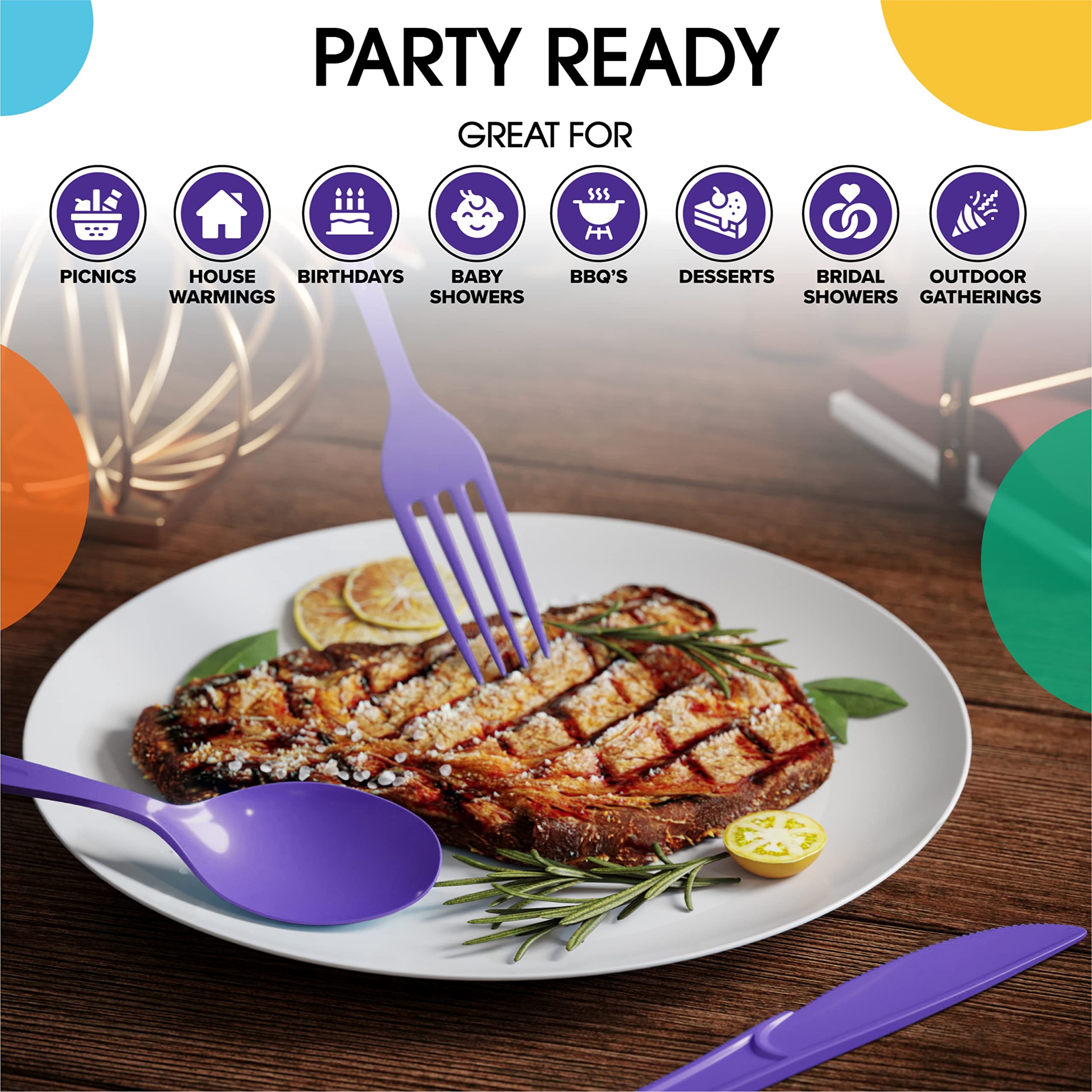 Heavy Duty Purple Plastic Forks | Case of 1200