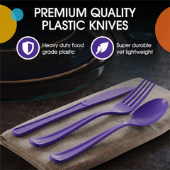 Heavy Duty Purple Plastic Knives | 100 Count