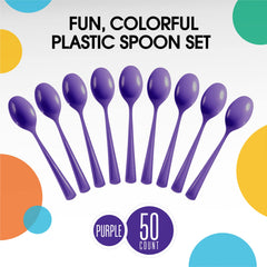 Heavy Duty Purple Plastic Spoons | 100 Count