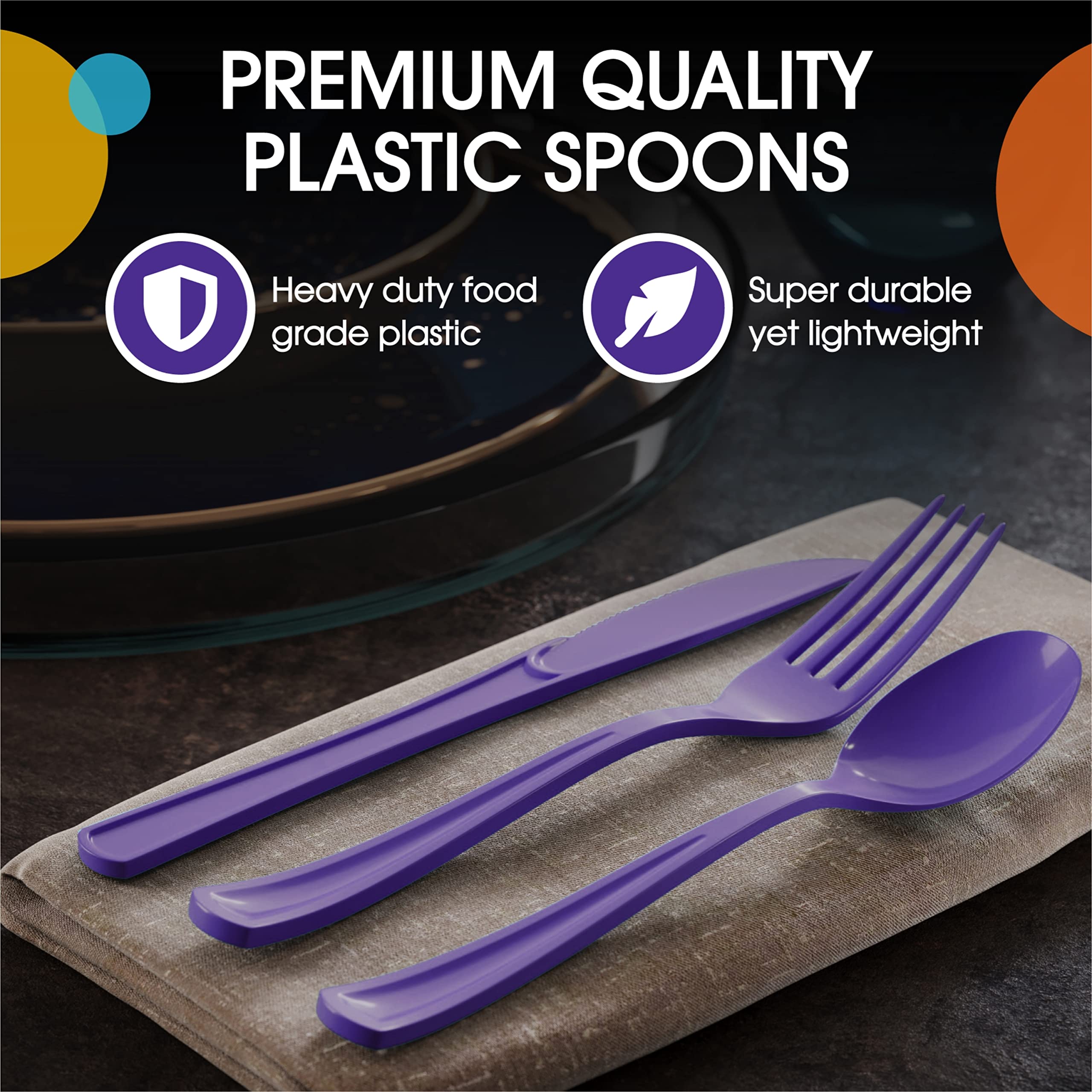 Purple Plastic Spoons | 25 Count