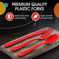 Unleashed - Heavy Duty Red Plastic Forks | 50 Count