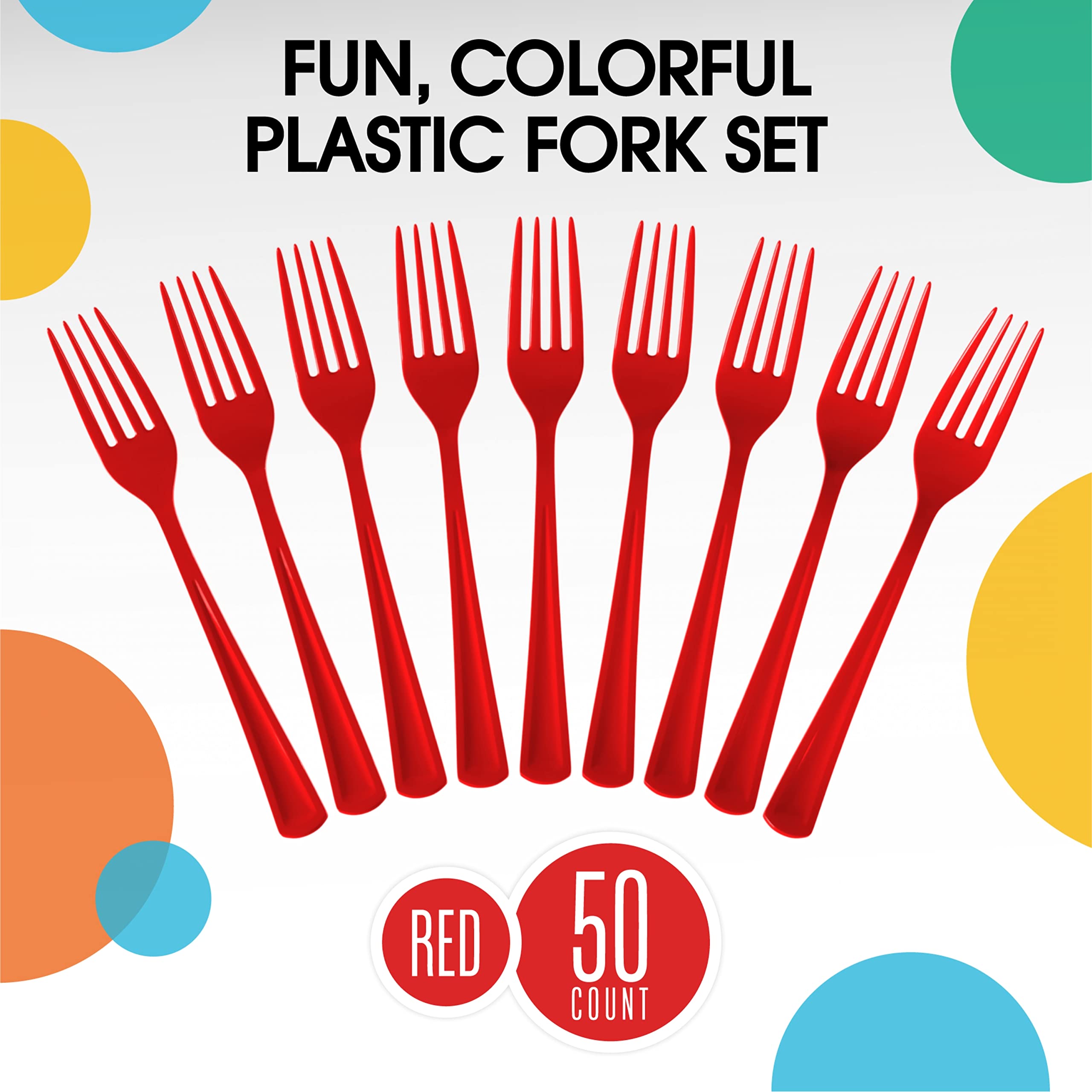 Little Gym - Heavy Duty Red Plastic Forks | 50 Count