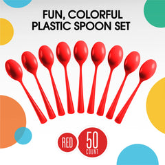 Heavy Duty Red Plastic Spoons | 100 Count