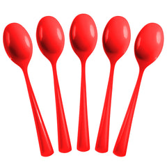 Heavy Duty Red Plastic Spoons | 100 Count