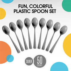 Heavy Duty Silver Plastic Spoons | 100 Count