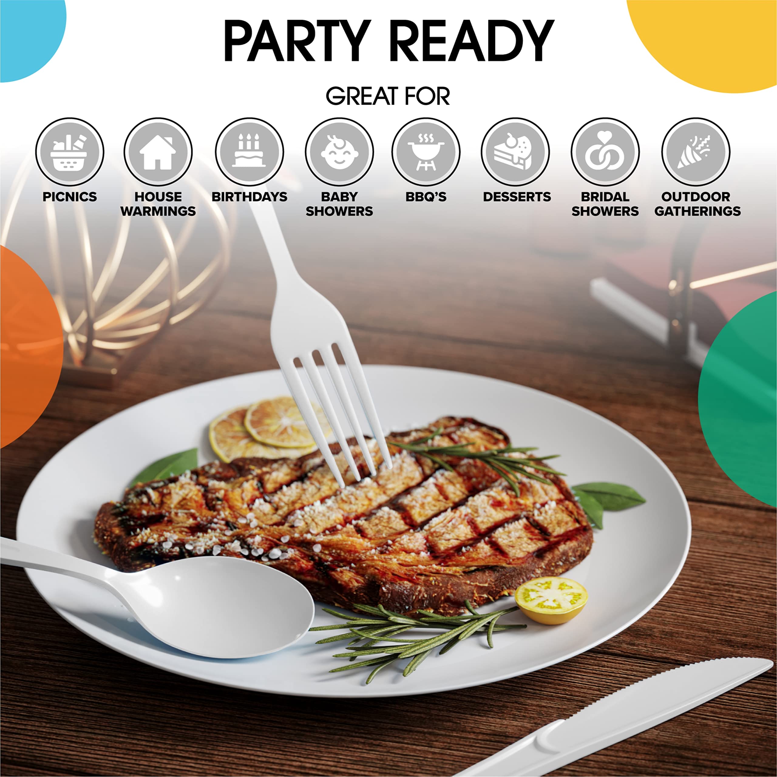 Heavy Duty White Plastic Forks | Case of 1200