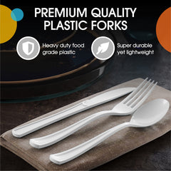 Heavy Duty White Plastic Forks | 100 Count