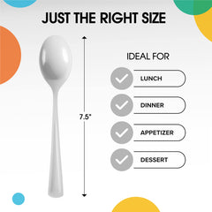 Heavy Duty White Plastic Spoons | 100 Count