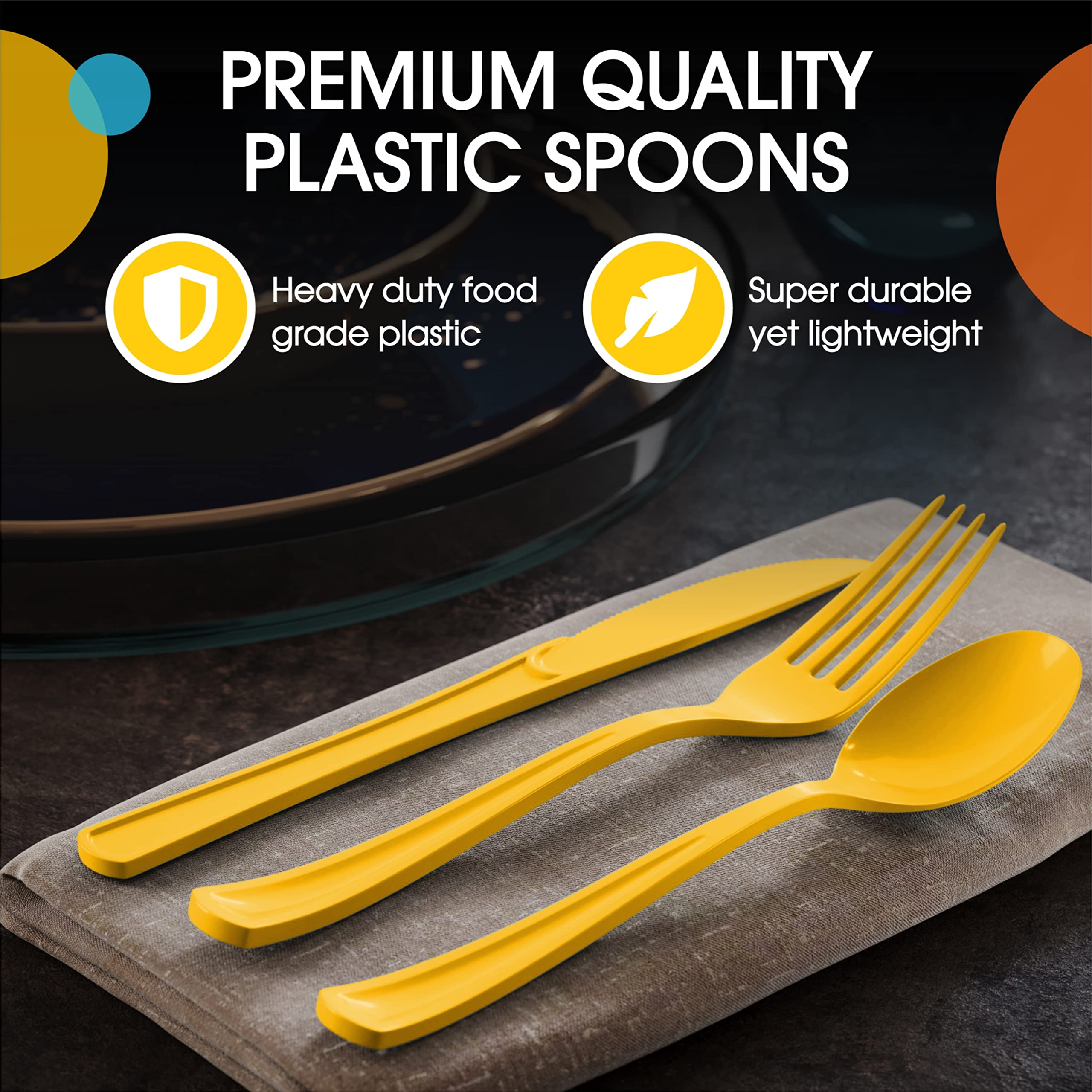 Heavy Duty Yellow Plastic Spoons | Case of 1200