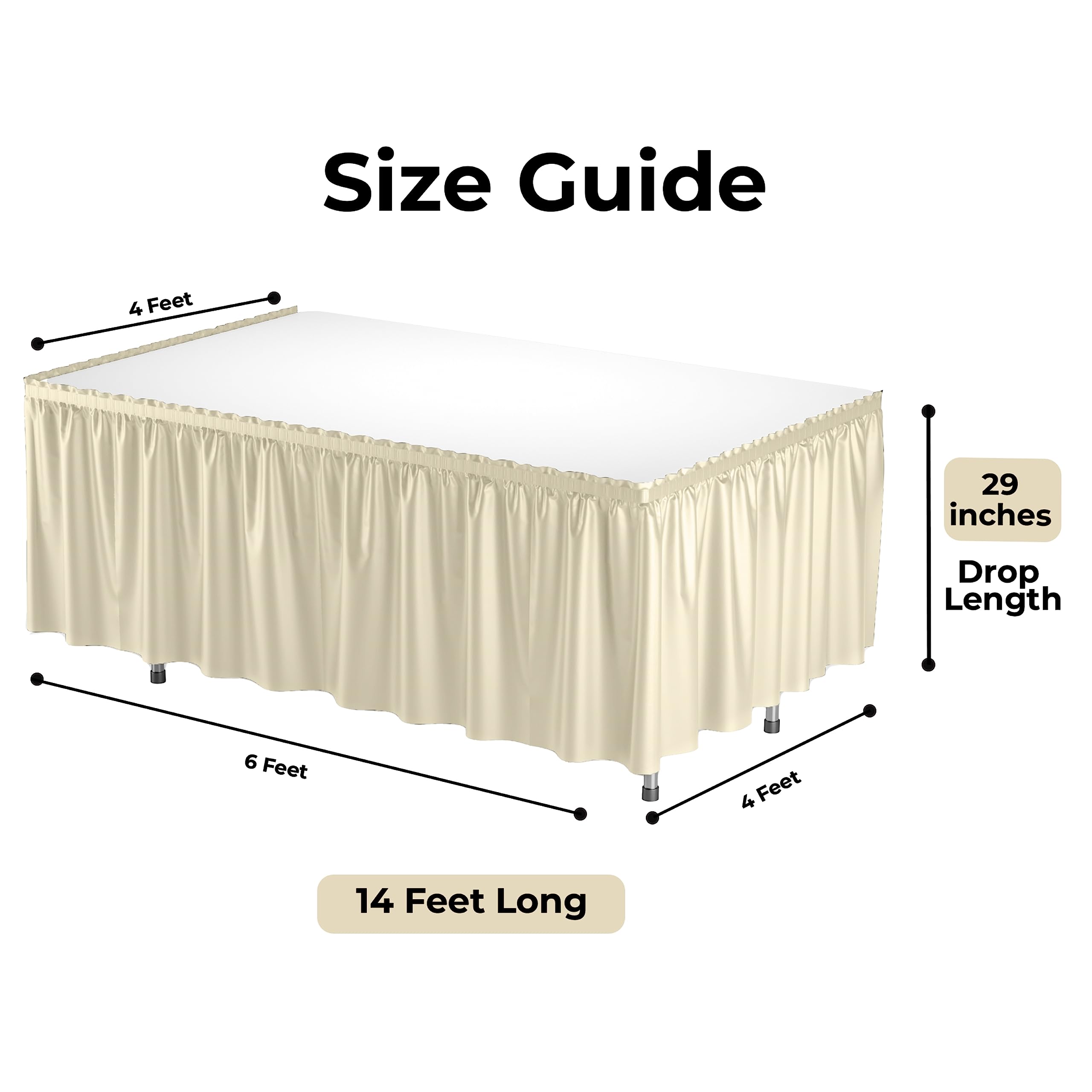 Ivory Plastic Table Skirt | 6 Pack