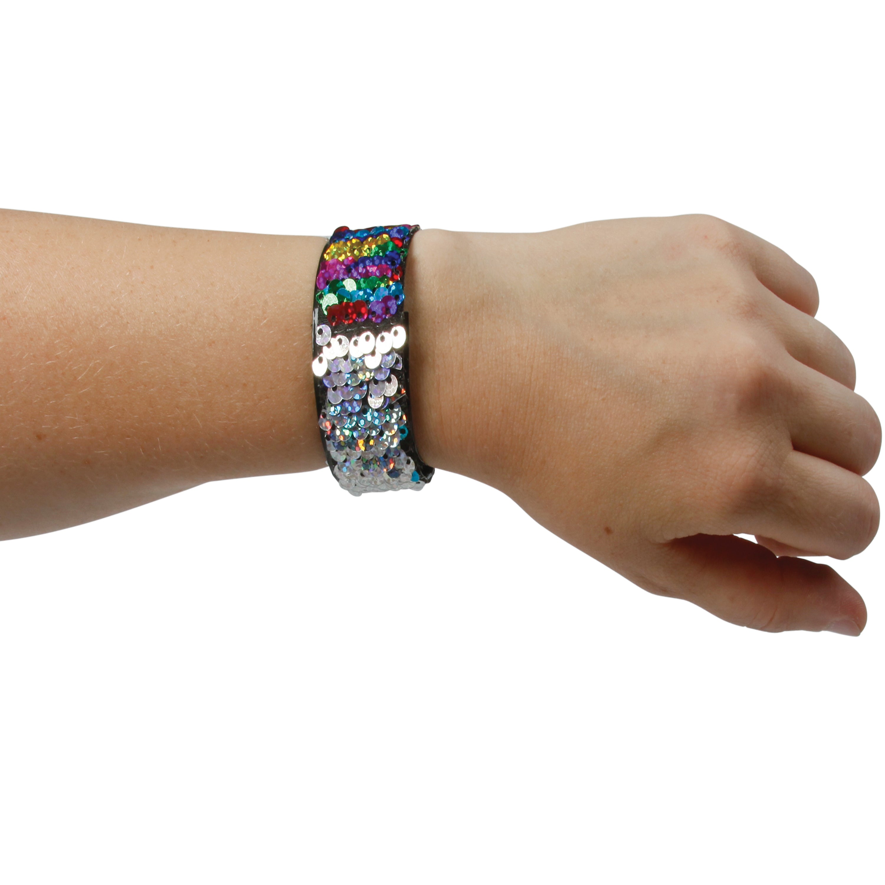 Rainbow Sequin Slap Bracelet/24 Per Disp