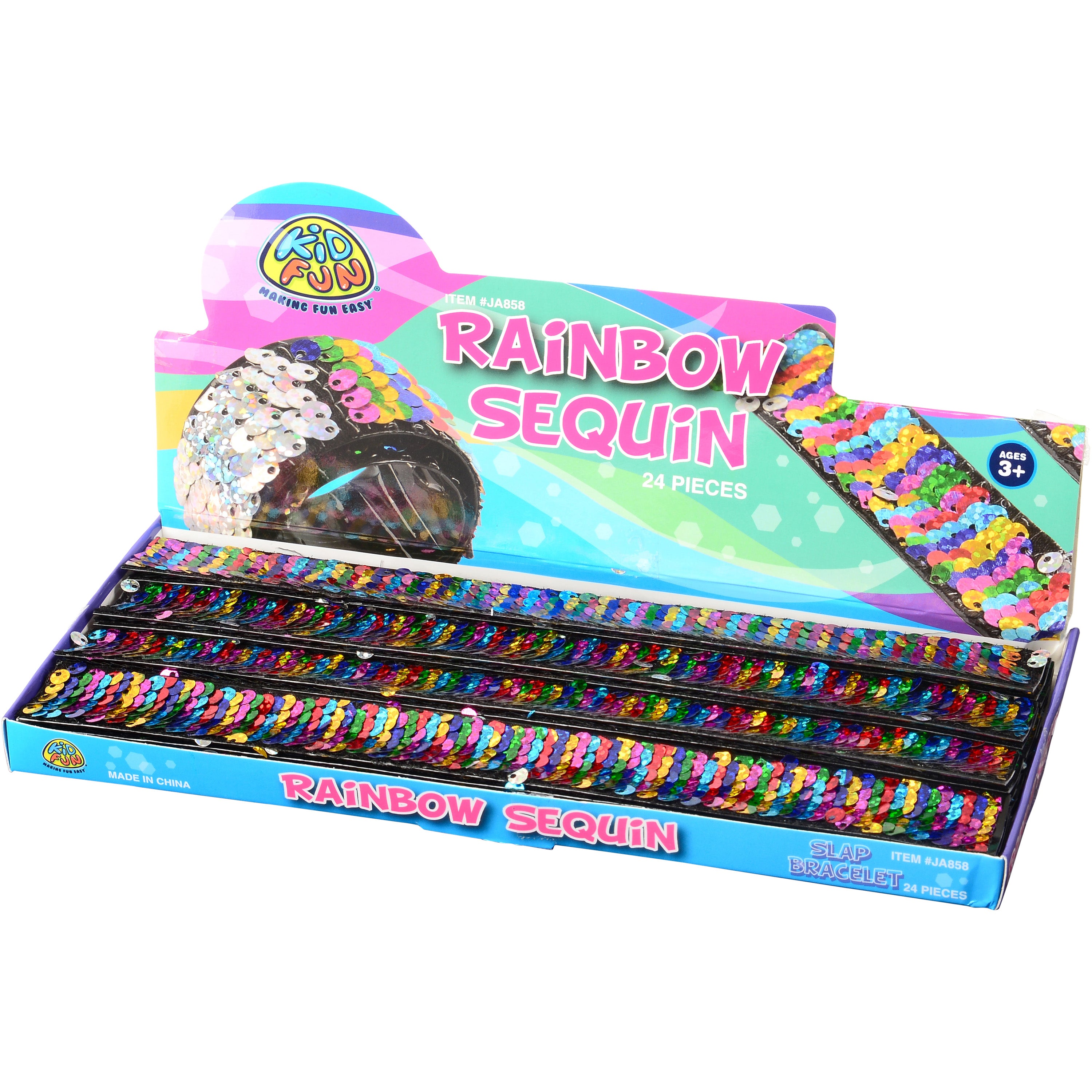 Rainbow Sequin Slap Bracelet/24 Per Disp