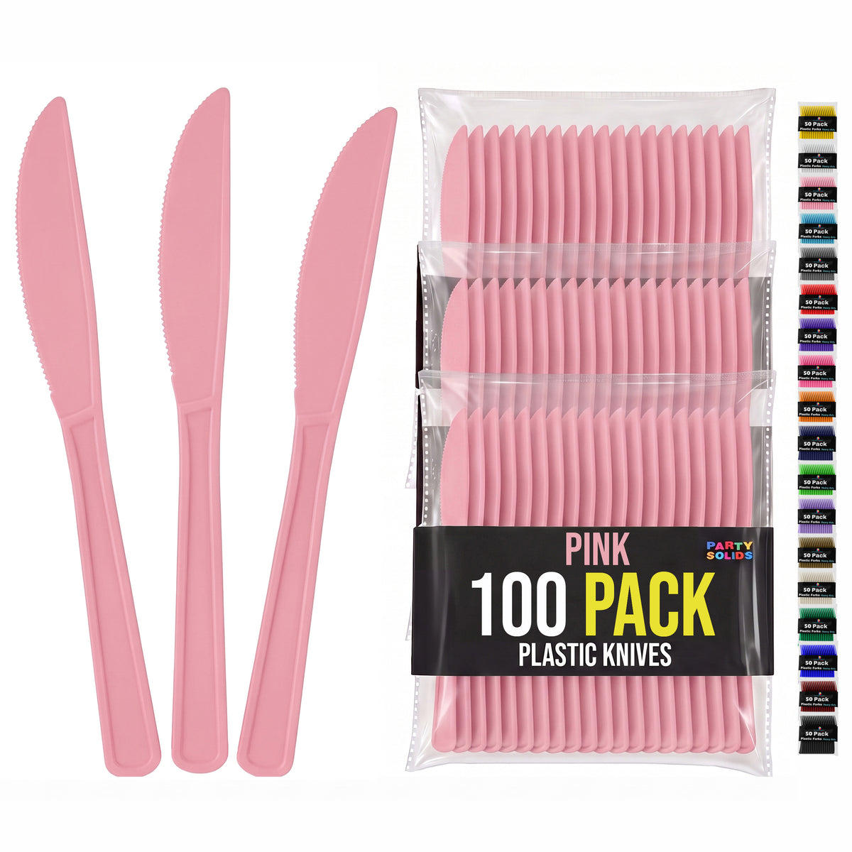 Heavy Duty Pink Plastic Knives | 7.75 in. | 100 Count