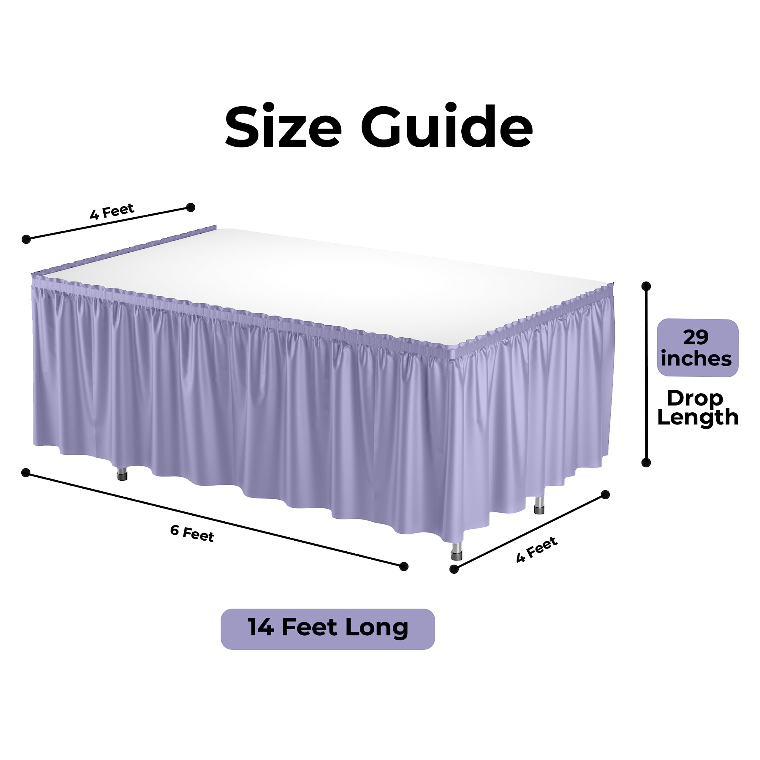 Lavender Plastic Table Skirt | 6 Pack