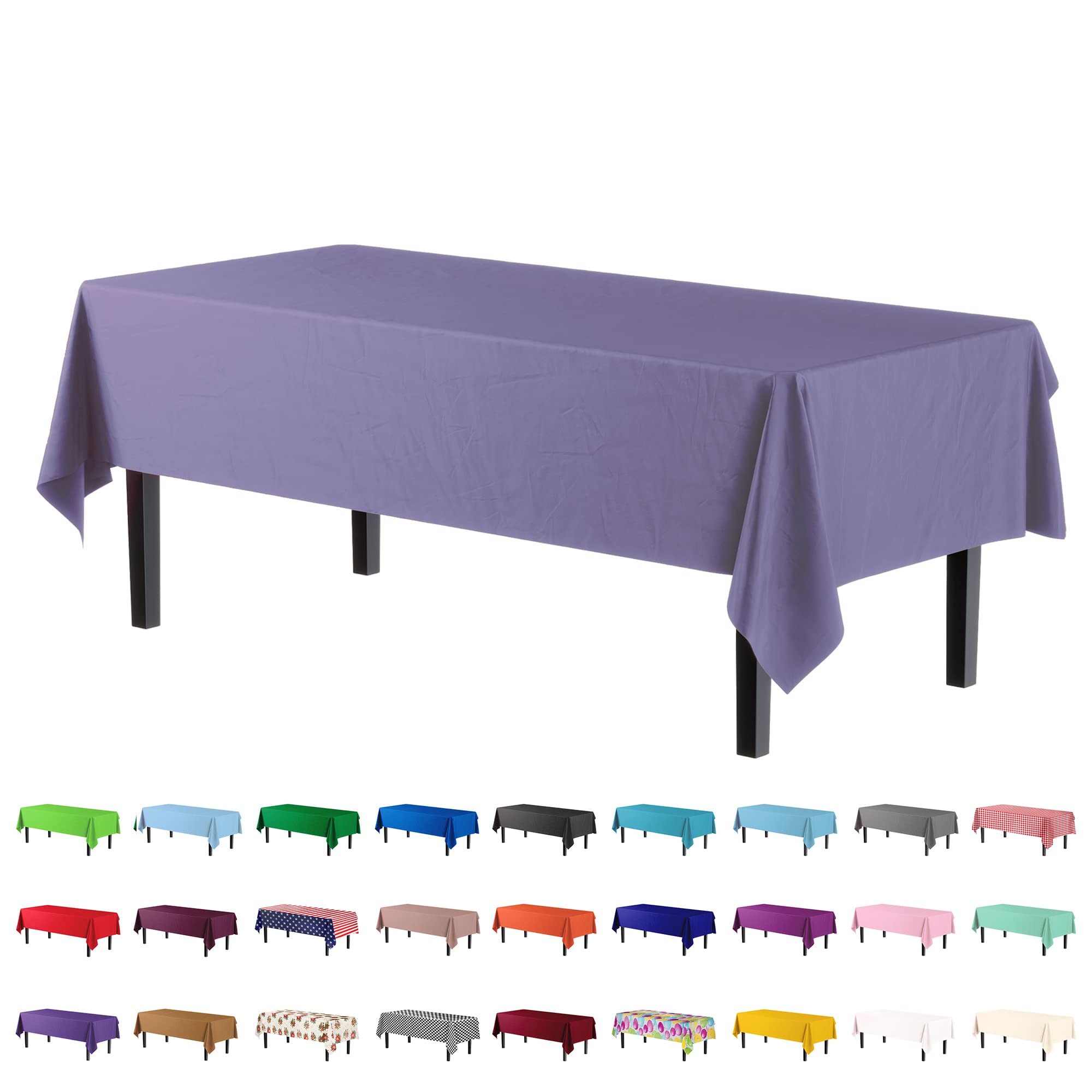 Premium Lavender Plastic Table Cover | Case of 96