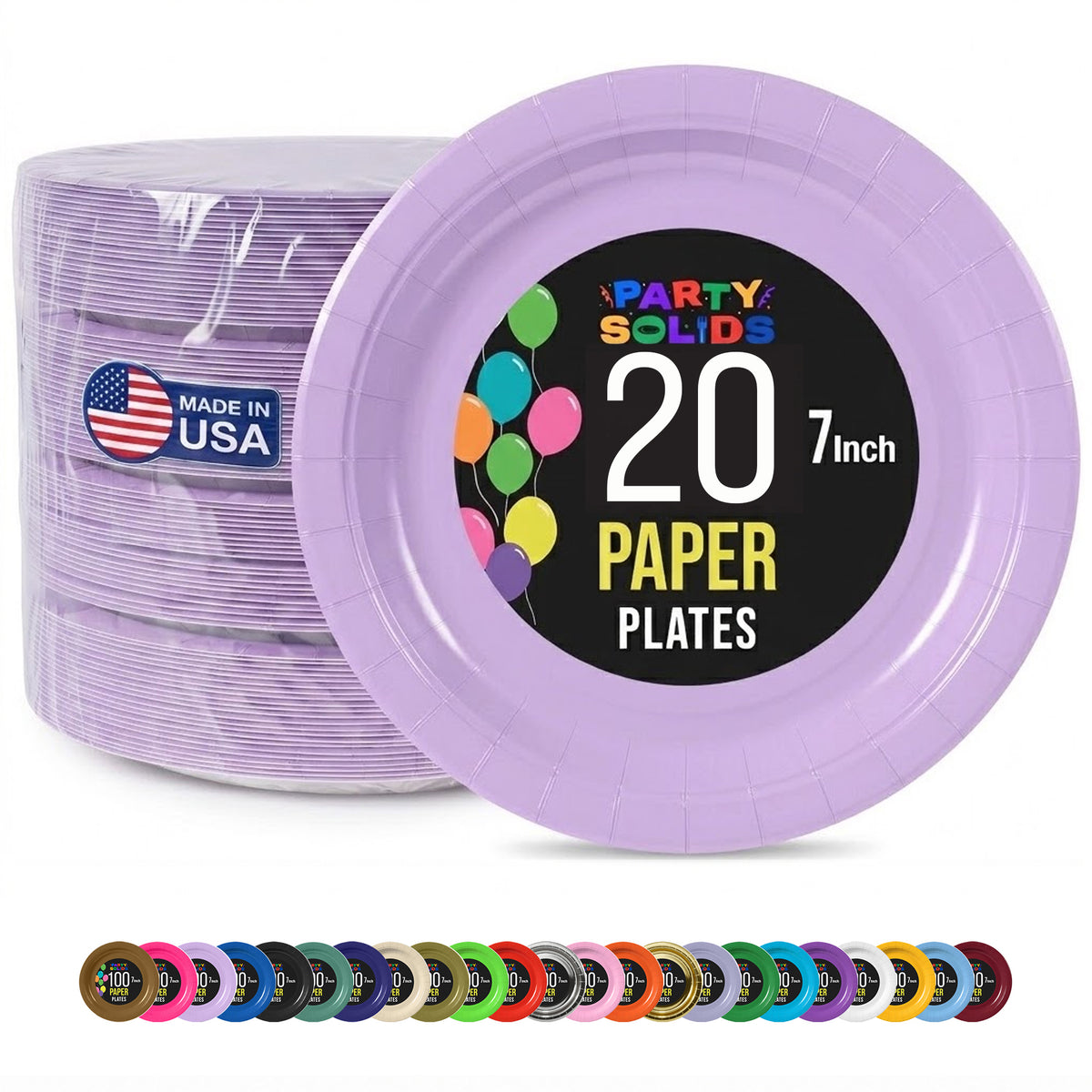 7 In. Lavender Paper Plates - 20 Ct.