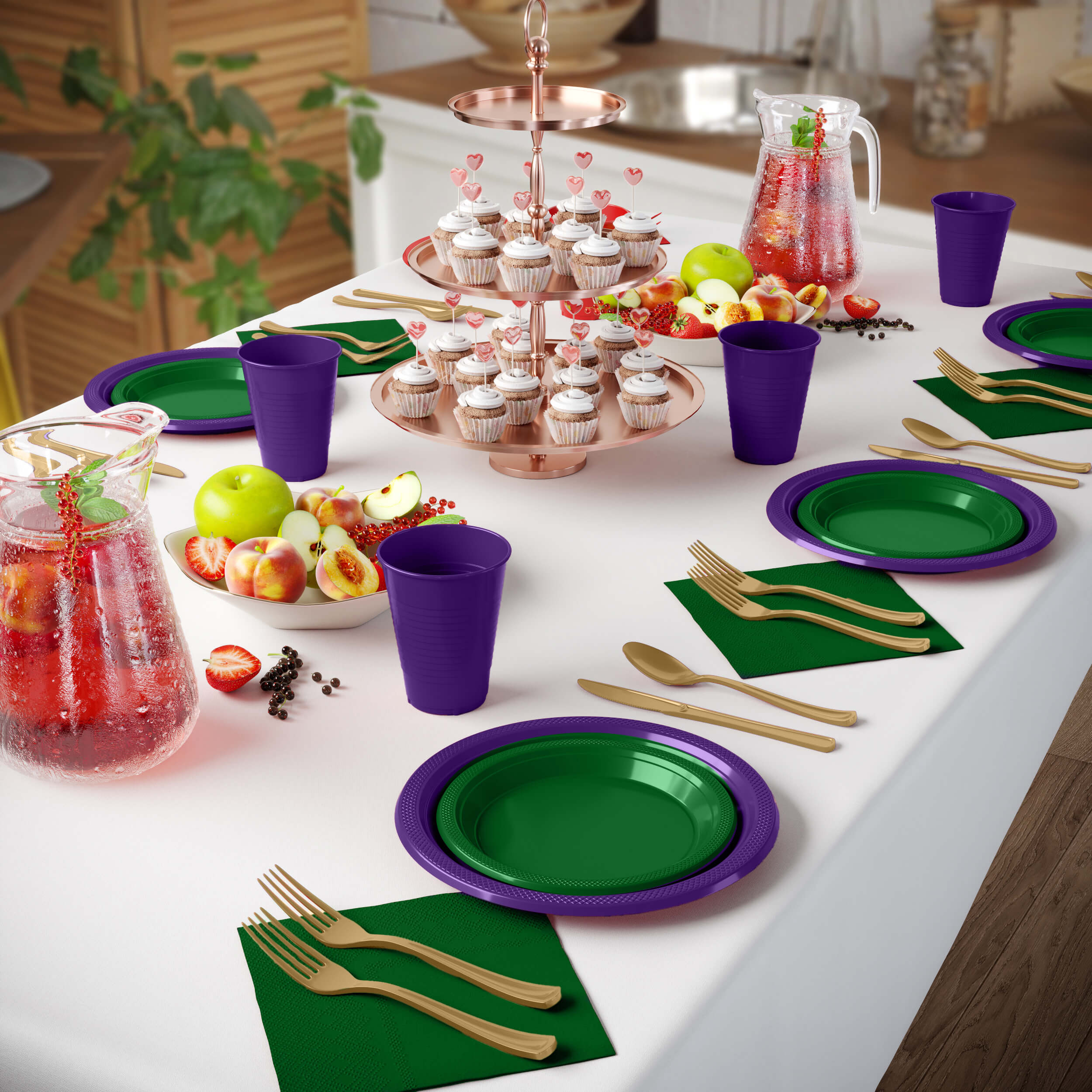 350 Pcs Mardi Gras Disposable Tableware Set