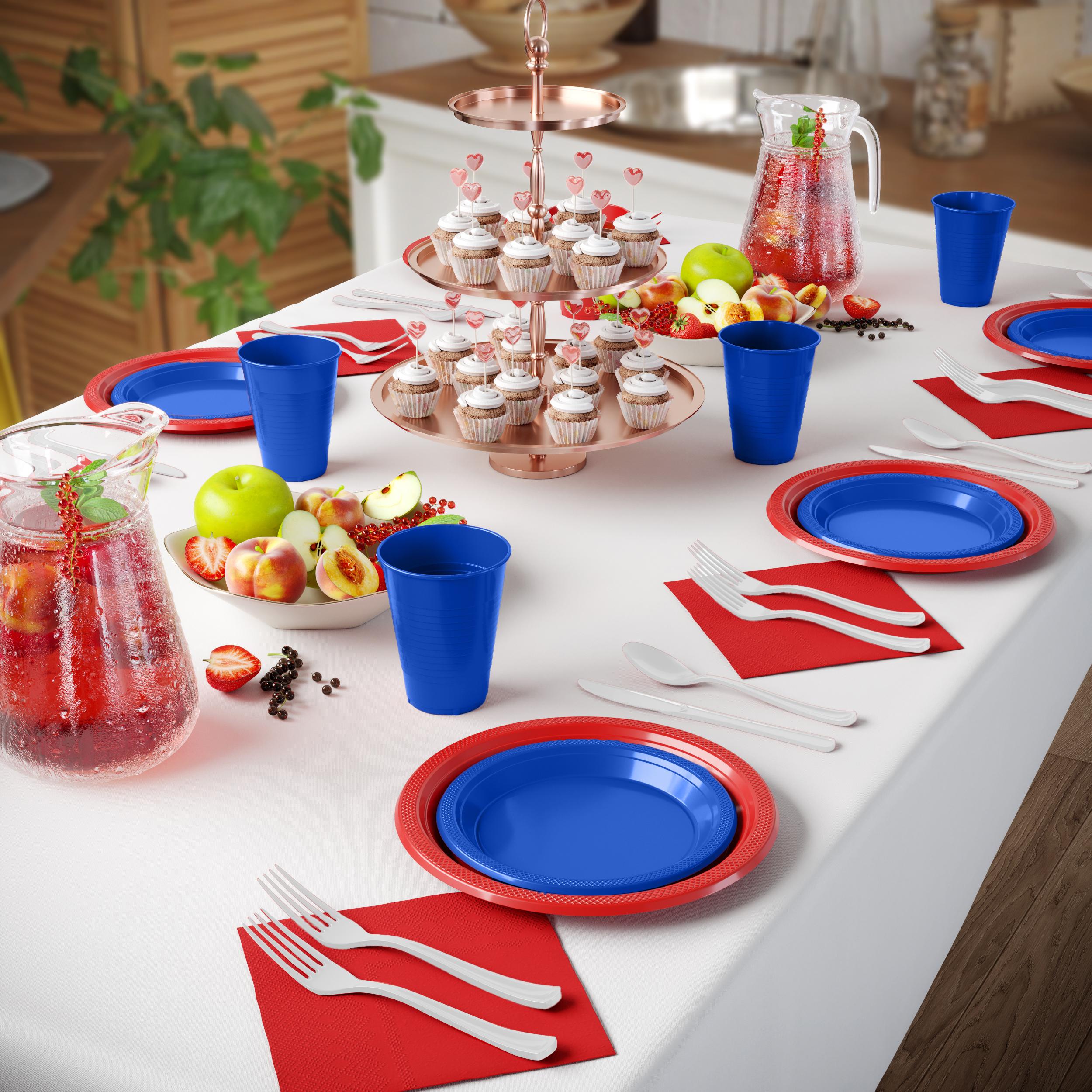 356 Piece Combo American Flag Themed Tableware Combo With Tablecloth