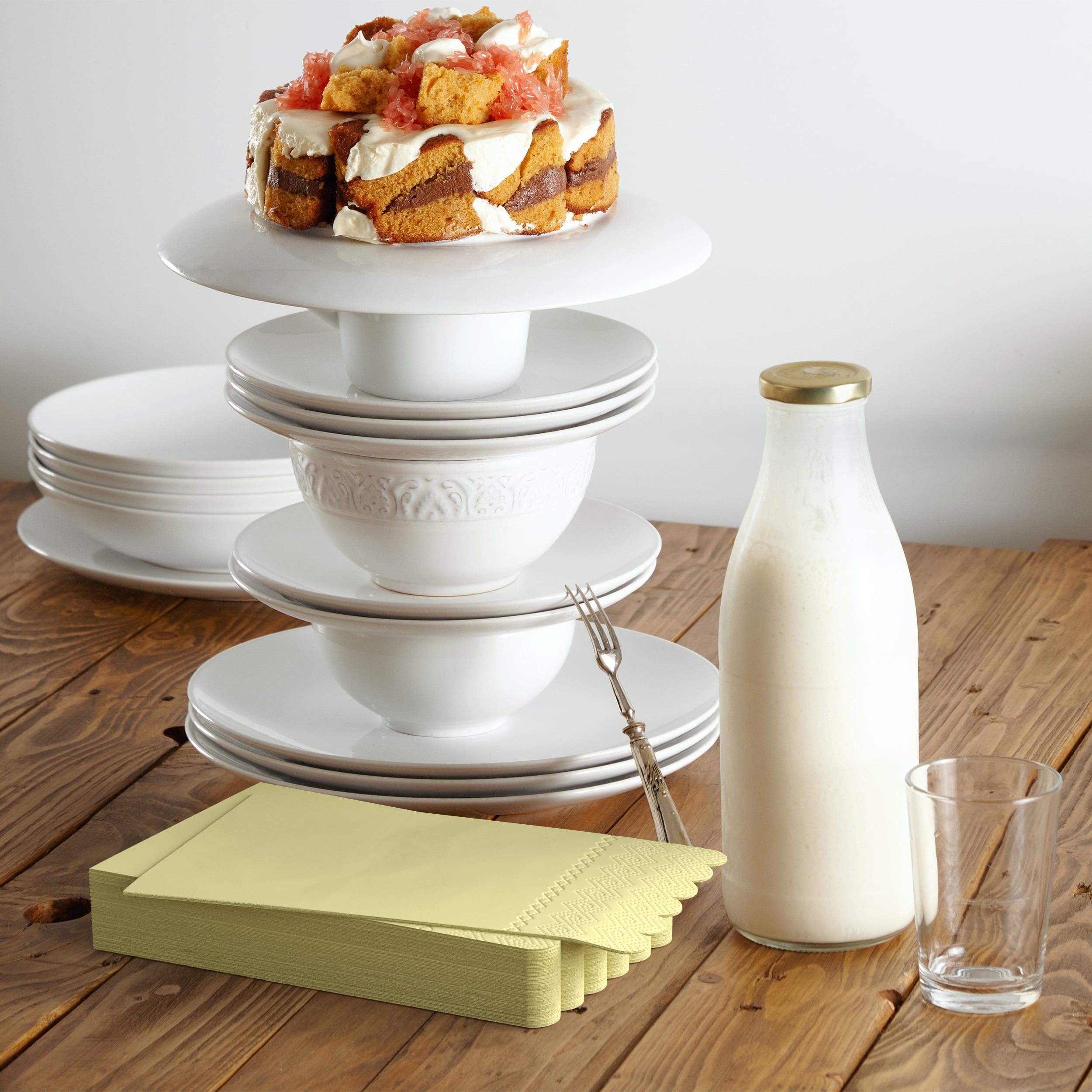3 Ply Buttercup Yellow Scalloped Napkins - 20 Ct.