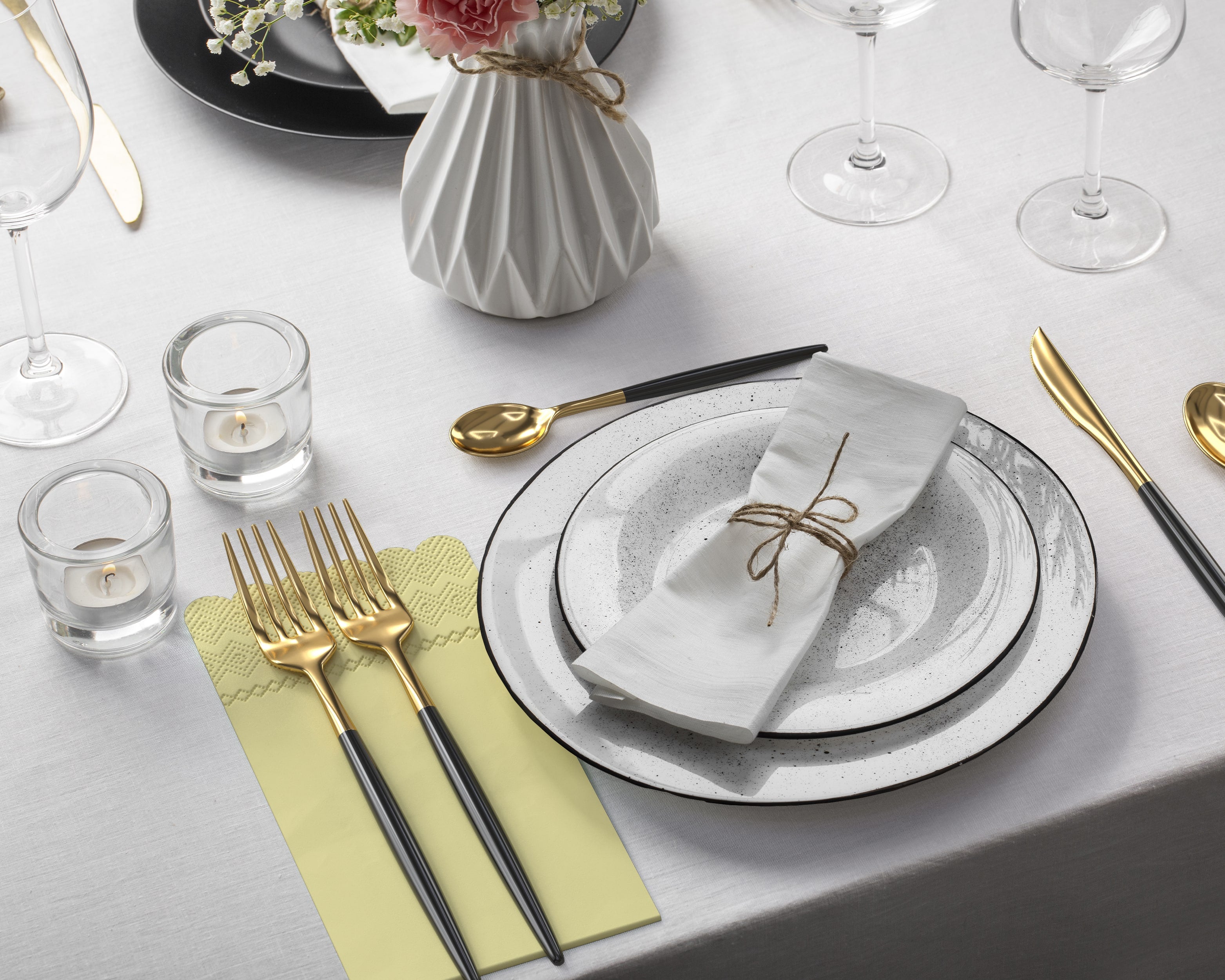 3 Ply Buttercup Yellow Scalloped Napkins - 20 Ct.