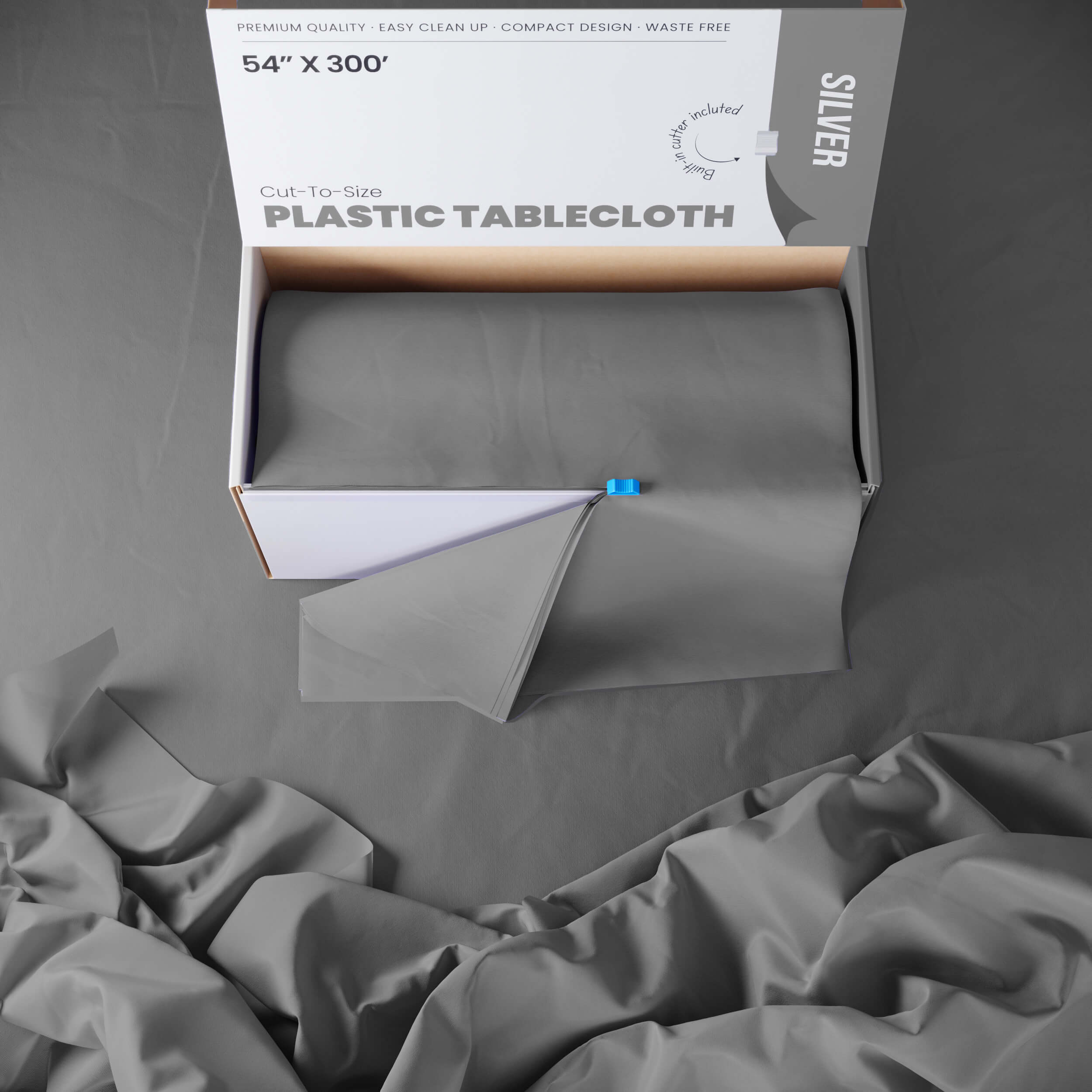 54 In. x 300 Ft. Cut To Size Table Roll  | Silver | Case of 4