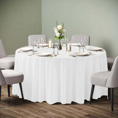 120 In. Premium Round White Plastic Table Covers | 12 Count