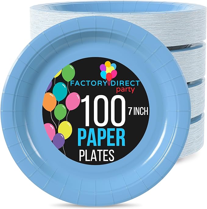 Unleashed - 7 In. Light Blue Paper Plates | 100 Count