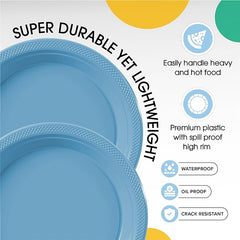 7 In. Light Blue Plastic Plates | Case of 600