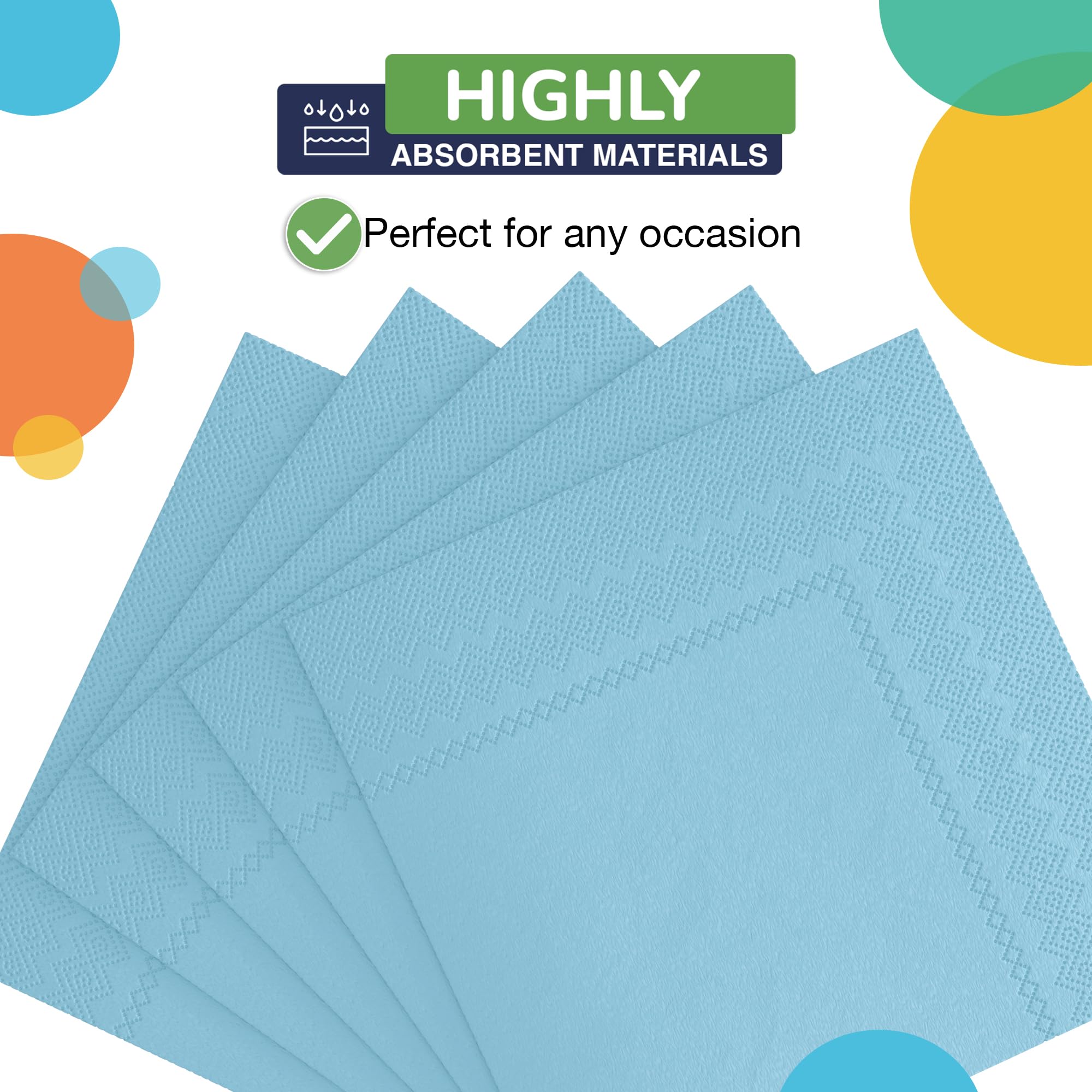 Light Blue Beverage Napkins | 100 Count