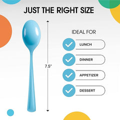 Heavy Duty Light Blue Plastic Spoons | 100 Count