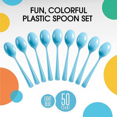 Heavy Duty Light Blue Plastic Spoons | 100 Count