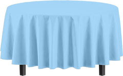 Premium Round Light Blue Table Covers | 12 Pack