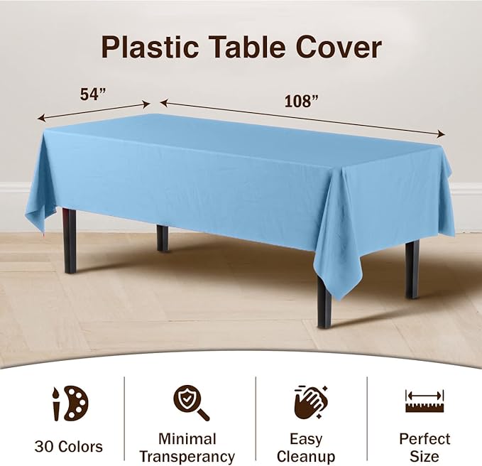 Light Blue Plastic Table Cover | Case of 48