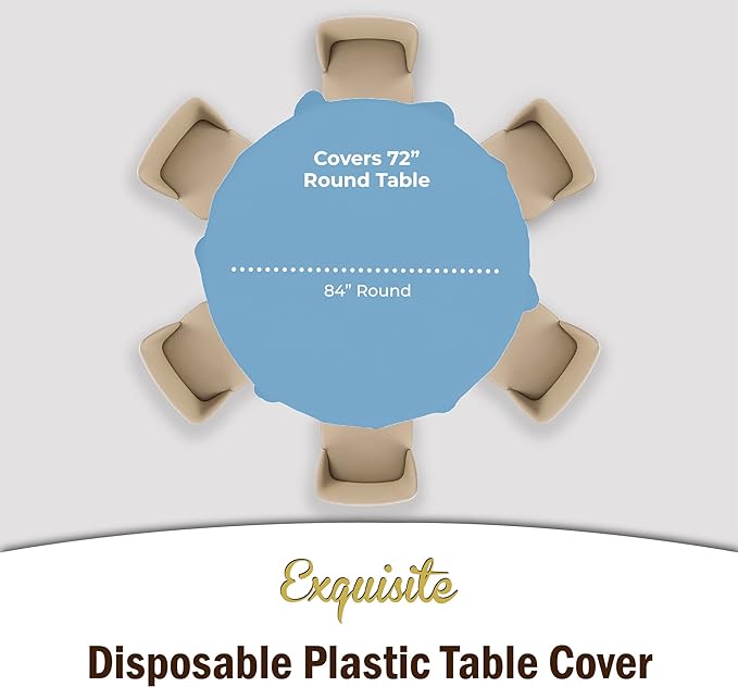 Premium Round Light Blue Table Covers | 12 Pack